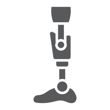 Bacak protezi simgesi, ortopedik ve tıbbi, protez bacak işareti, vektör grafikleri, beyaz arka planda katı bir desen..