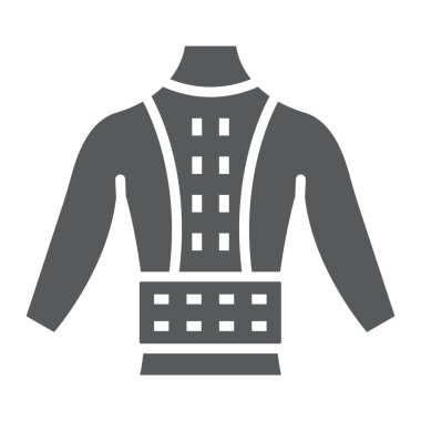 Ortopedik korse sembolü, ortopedik ve tıbbi, duruş düzeltme askısı işareti, vektör grafikleri, beyaz arkaplan üzerinde katı bir desen.