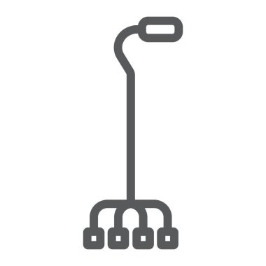Quad walking stick line icon, orthopedic and medical, quad cane sign, vector graphics, a linear pattern on a white background.