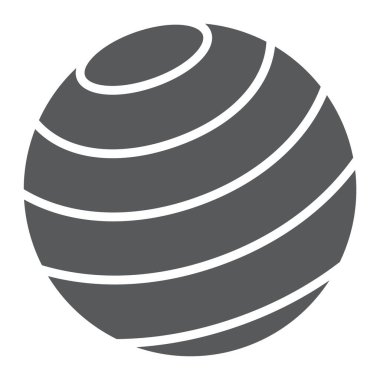 Jimnastik topu sembolü, spor ve ekipman, fitness topu işareti, vektör grafikleri, beyaz arka planda katı bir desen.