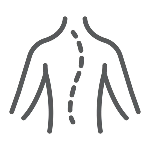 Icono de línea de escoliosis, ortopédico y médico, signo de columna vertebral, gráficos vectoriales, un patrón lineal sobre un fondo blanco . — Vector de stock