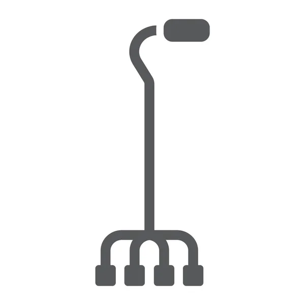 Quad walking stick glyph ikona, ortopedické a lékařské, čtyřkolka hůl znamení, vektorová grafika, pevný vzor na bílém pozadí. — Stockový vektor