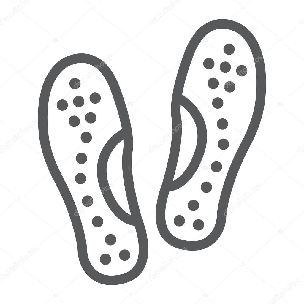 Orthopedic insoles line icon, orthopedic and medical, flat foot correct sign, vector graphics, a linear pattern on a white background, eps 10.