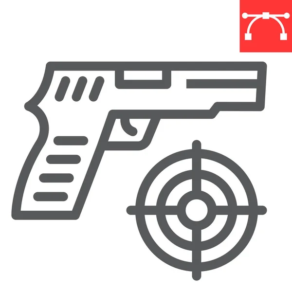 Shooter game line icoon, video games en pistool, schieten doel teken vector graphics, bewerkbare slag lineaire pictogram, eps 10. — Stockvector