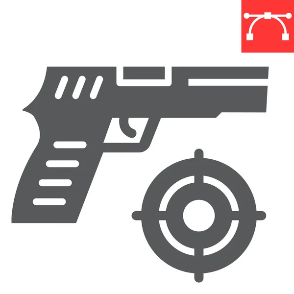 Shooter game glyph icon, video games and gun, shooting target sign vector graphics, editable stroke solid icon, eps 10. — Stock Vector