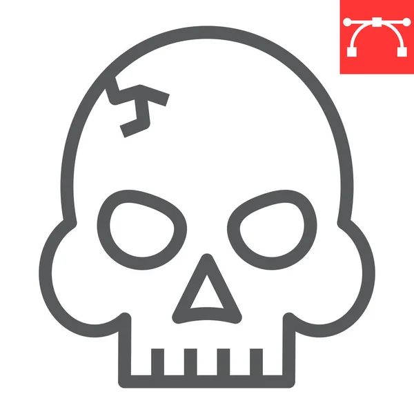Icono de línea de cráneo, videojuegos y muerte, gráficos vectoriales de signos de juego de terror, ícono lineal de carrera editable, eps 10 . — Vector de stock