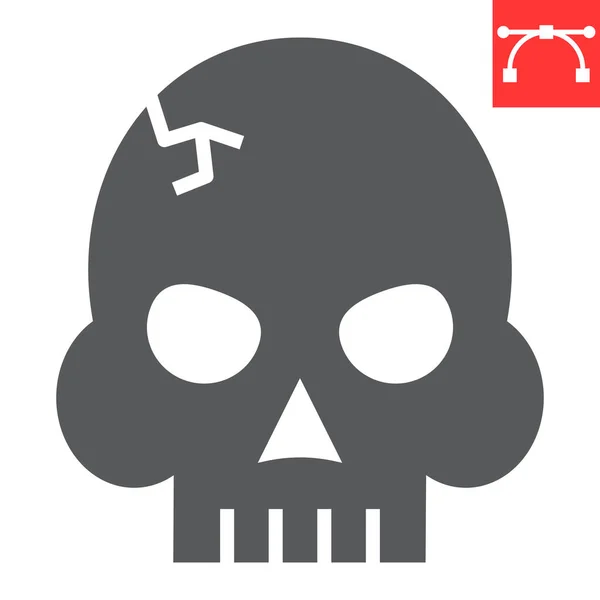 Totenkopf-Glyphen-Symbol, Videospiele und Tod, Horrorspiel-Zeichenvektorgrafik, editierbares Strich-Solid-Symbol, Folge 10. — Stockvektor