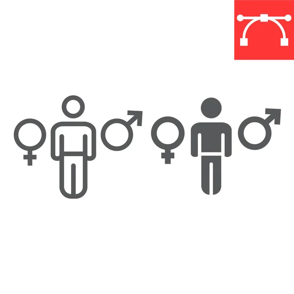 Gender identity line and glyph icon, lgbt and pride, person sign vector graphics, editable stroke linear icon, eps 10. — 스톡 벡터