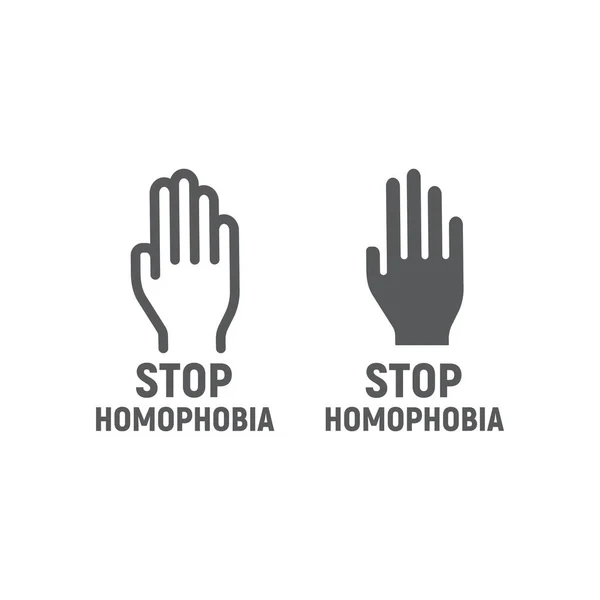 Detener la línea de homofobia y el icono de glifo, lgbt y cultura, gráficos vectoriales de señal de parada de mano, un icono lineal sobre un fondo blanco . — Vector de stock