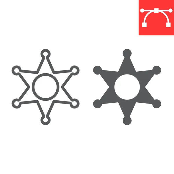 Sheriff star line and glyph icon, USA and Justice, police star sign vector graphics, editable stroke linear icon, eps 10. — 스톡 벡터