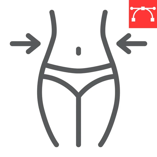 Liniensymbol für Gewichtsverlust, Fitness und Ernährung, Vektor-Grafiken für Körperzeichen, editierbares lineares Symbol für Schlaganfall, Folge 10. — Stockvektor