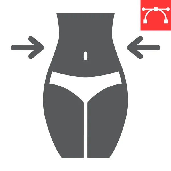 Glyphen-Symbol für Gewichtsverlust, Fitness und Ernährung, Fit-Body-Sign-Vektorgrafik, editierbares Schlaganfall-Solid-Symbol, Folge 10. — Stockvektor