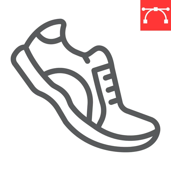 Icona della linea di scarpe da corsa, fitness e corsa, grafica vettoriale del segno di scarpe sportive, icona lineare del tratto modificabile, eps 10. — Vettoriale Stock