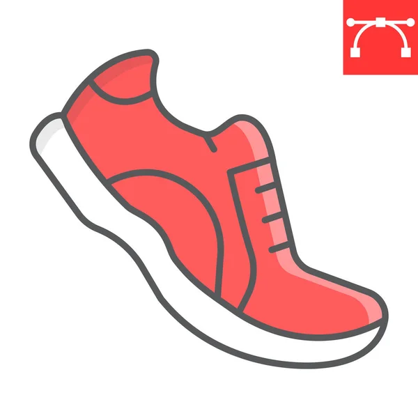 Sapatos de corrida ícone de linha de cor, fitness e corrida, esporte gráfico sinal de sapato vetor, curso editável ícone linear colorido, eps 10 . — Vetor de Stock