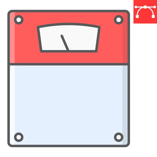 体重計のカラーラインアイコン,フィットネスや食事,サプリメントのサインベクトルグラフィックス,編集可能なストロークカラフルな線形アイコン, EPS 10. — ストックベクタ