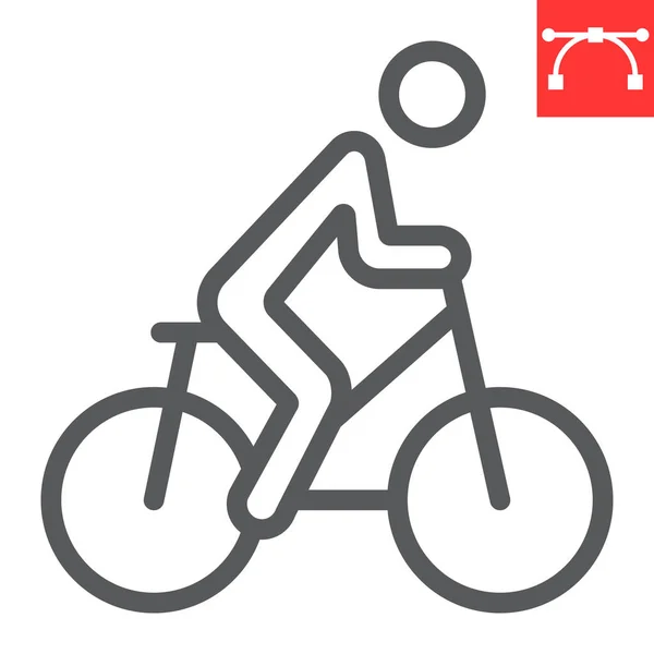 Ikona linii rowerowej, fitness i rower, grafika wektorowa znaku rowerowego, edytowalna ikona liniowa suwu, eps 10. — Wektor stockowy