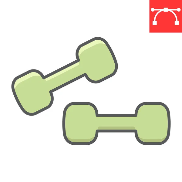 Dumbbell barva čára ikona, fitness a sport, tréninkové znamení vektorová grafika, editovatelný tah barevné lineární ikony, eps 10. — Stockový vektor