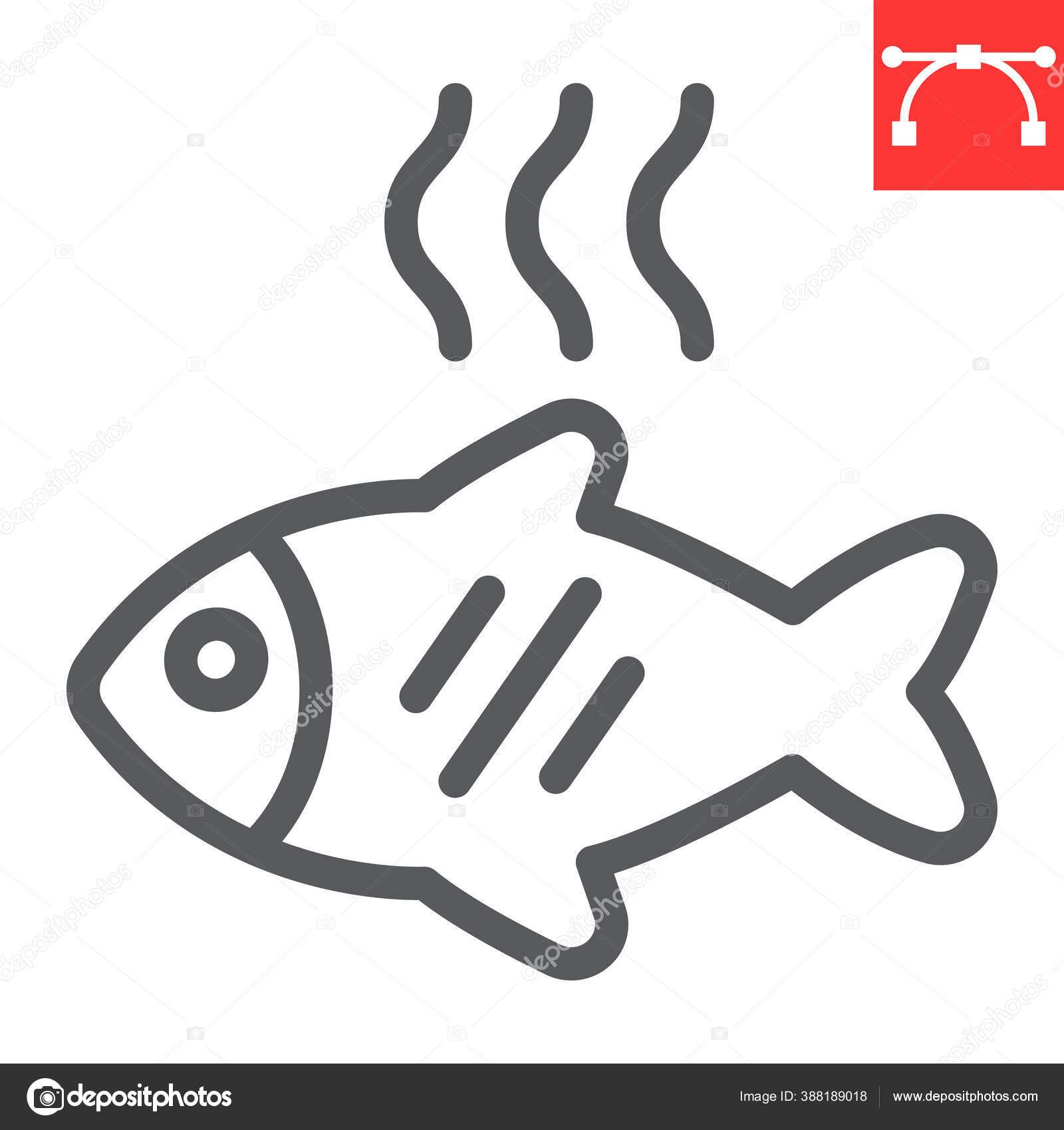 Ikon Garis Ikan Barbekyu