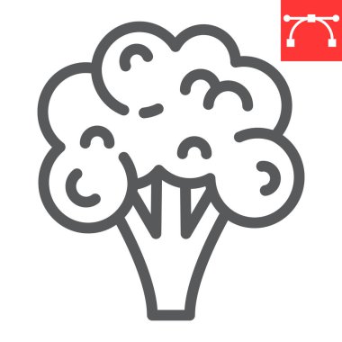 Brokoli çizgisi simgesi, yemek ve keto diyeti, brokoli işaret çizelgesi grafikleri, düzenlenebilir çizgi simgesi, 10.