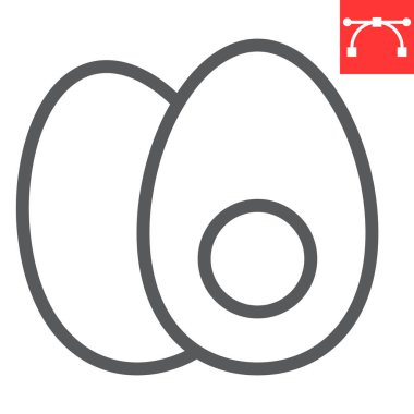 Haşlanmış yumurta çizgisi ikonu, fitness ve keto diyeti, yumurta besin işareti vektör grafikleri, düzenlenebilir çizgi ikonu, eps 10.