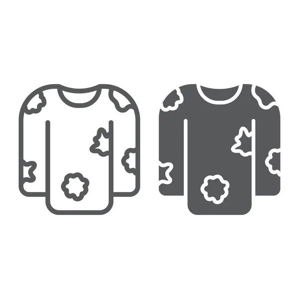Línea de lavandería sucia e icono de glifo, ropa y ropa, signo de camisa desordenada, gráficos vectoriales, un patrón lineal sobre un fondo blanco . — Archivo Imágenes Vectoriales