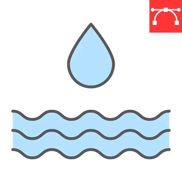 Water resources color line icon, environment and ecology, water drop sign vector graphics, editable stroke colorful linear icon, eps 10. — Stock Vector