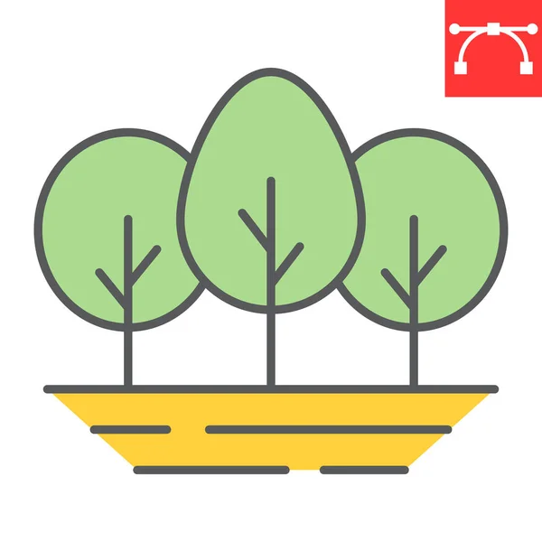 Wald Farbe Linie Symbol, Natur und Ökologie, Baum Zeichen Vektorgrafik, editierbare Strich bunte lineare Symbol, Folge 10. — Stockvektor