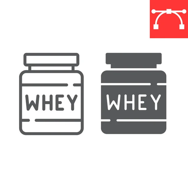 Whey protein line and glyph icon, fitness and diet, dispecifications sign vector graphics, editable stroke linear icon, eps 10. — 스톡 벡터