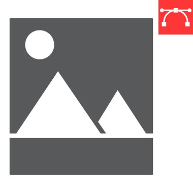 Fotoğraf galerisi kabartma simgesi, ui ve düğme, resim işareti vektör grafikleri, düzenlenebilir katı vuruş simgesi, 10 Pound.