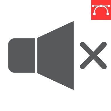 Sessizlik simgesi, ui ve düğme, sessiz işaret vektör grafikleri, düzenlenebilir katı simge, 10 Pound.