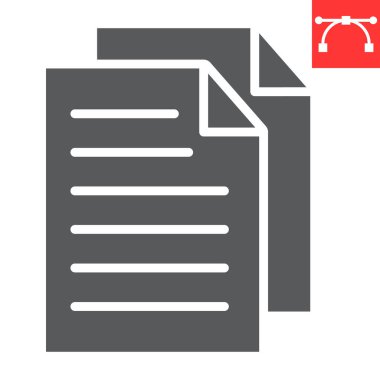 Belge simgesi, ui ve düğme, dosya imzası vektör grafikleri, düzenlenebilir katı vuruş simgesi, 10 PS.