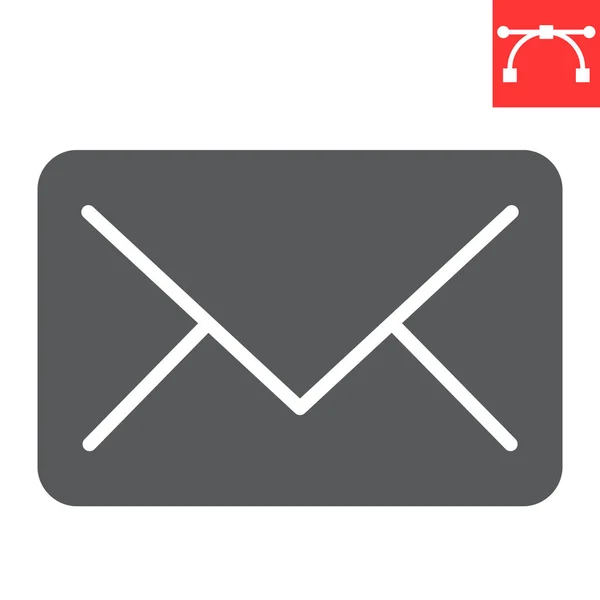 Ícone de glifo de e-mail, ui e botão, gráficos de vetor de sinal de envelope, ícone sólido curso editável, eps 10 . — Vetor de Stock