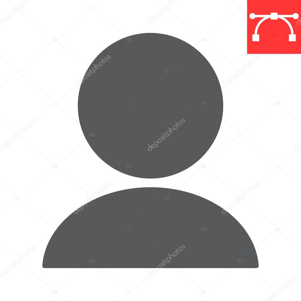 User profile glyph icon, ui and button, account sign vector graphics, editable stroke solid icon, eps 10.