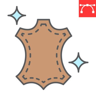 Deri kuru temizleme renk çizgisi simgesi, kuru temizleme ve yıkama, deri tabela vektör grafikleri, düzenlenebilir rengarenk çizgi simgesi, eps 10.
