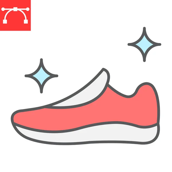 Icono de línea de color de limpieza de zapatos, limpieza en seco y lavado, correr zapatos gráficos vectoriales signo, carrera editable icono lineal colorido, eps 10 . — Archivo Imágenes Vectoriales