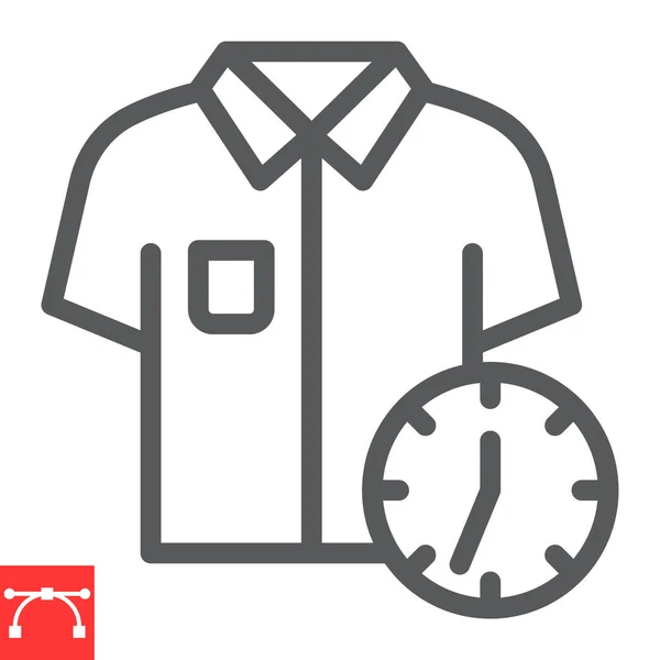 Express kemtvätt linje ikon, kemtvätt och tvätt, skjorta med klocka tecken vektor grafik, redigerbar stroke linjär ikon, eps 10. — Stock vektor