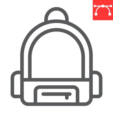 Okul çantası çizgisi simgesi, okul ve eğitim, sırt çantası işareti vektör grafikleri, düzenlenebilir çizgi simgesi, 10 Pound.