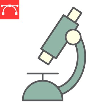 Mikroskop renk çizgisi simgesi, okul ve eğitim, biyoloji işaret vektör grafikleri, düzenlenebilir rengarenk çizgi simgesi, eps 10.