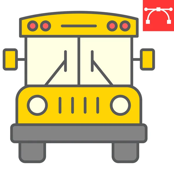 Icono de línea de color de autobús escolar, escuela y educación, gráficos vectoriales de señales de autobús, ícono lineal colorido de carrera editable, eps 10 . — Vector de stock