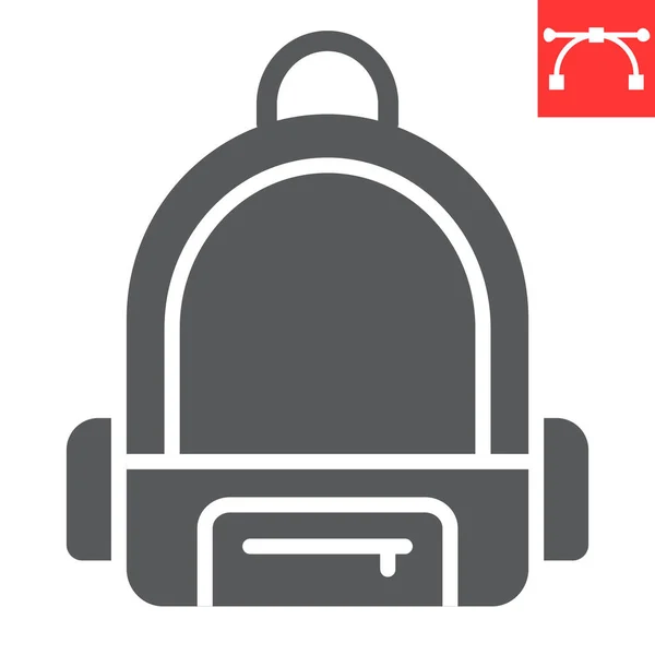 Schooltas glyph icoon, school en onderwijs, rugzak teken vector graphics, bewerkbare beroerte solide pictogram, eps 10. — Stockvector