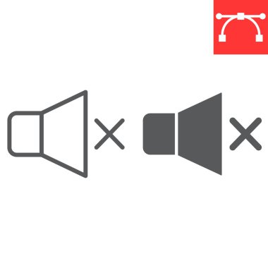 Sessiz çizgi ve simge simgesi, ui ve düğme, sessiz işaret vektör grafikleri, düzenlenebilir çizgi simgesi, 10 birim.