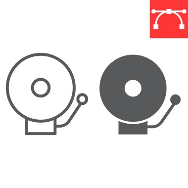 Okul çan çizgisi ve sembol, okul ve eğitim, alarm işareti vektör grafikleri, düzenlenebilir çizgi simgesi, 10 PS.