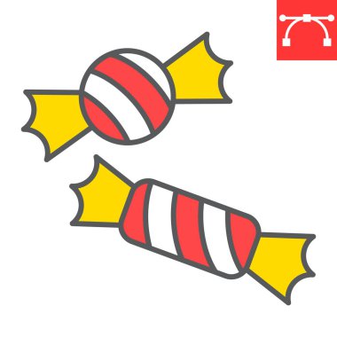 Şekerleme renk çizgisi simgesi, cadılar bayramı ve korkunç, şeker işareti vektör grafikleri, düzenlenebilir çizgi simgesi, 10.