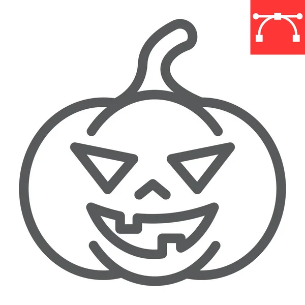 Halloween dýně linka ikona, halloween a děsivé, dýně znamení vektorová grafika, editovatelný tah lineární ikona, eps 10. — Stockový vektor