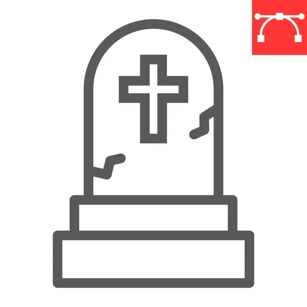 Icône de pierre tombale, Halloween et effrayant, graphiques vectoriels de signe de pierre tombale, icône linéaire de trait modifiable, eps 10. — Image vectorielle