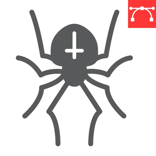 Icono de glifo de araña, halloween y asustadizo, gráficos vectoriales de signos arácnidos, icono sólido de trazo editable, eps 10 . — Vector de stock