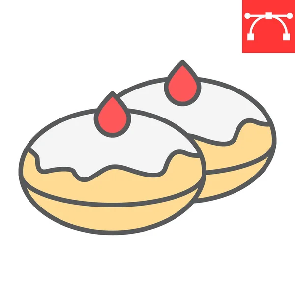 Hanukkah doughnut color line icon, bakery and dessert, hanukkah donut sign vector graphics, editable stroke filled outline icon, eps 10. — Stock Vector