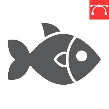 Balık sembolü, restoran ve yemek, balık işareti vektör grafikleri, düzenlenebilir katı simge, 10 Pound.