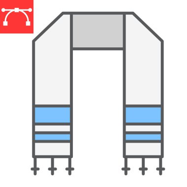 İbranice tallit renk çizgisi simgesi, rosh hashanah ve hanuka, Yahudi tallit işaret vektör grafikleri, düzenlenebilir çizgi simgesi, 10 birim.