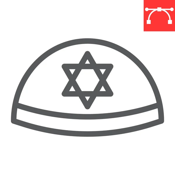 Kippah line ikon, rosh hashanah och yarmulke, judisk cap tecken vektor grafik, redigerbar stroke linjär ikon, eps 10. — Stock vektor